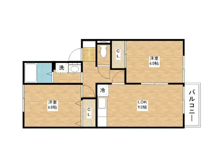 コンフォール美喜(2DK/1階)の間取り写真