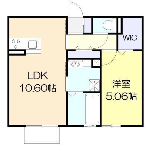 ボヌール吉村(1LDK/2階)の間取り写真