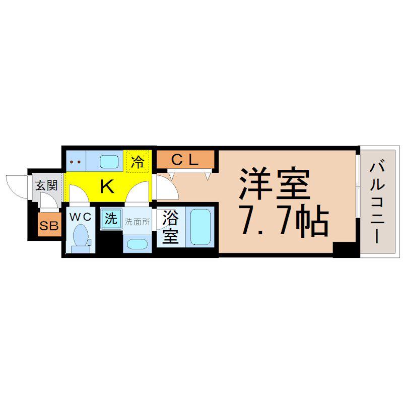 ヴェルデシア名駅南(1K/6階)の間取り写真