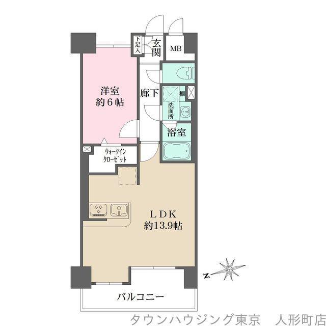パークフラッツ日本橋馬喰町(1LDK/11階)の間取り写真