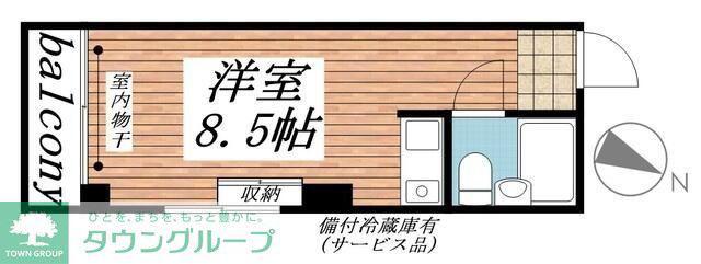 アヴァンス(ワンルーム/2階)の間取り写真
