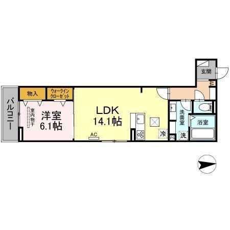 CIEL太閤通(1LDK/1階)の間取り写真