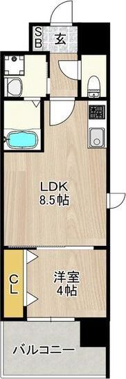 レクシア堺東(1LDK/9階)の間取り写真