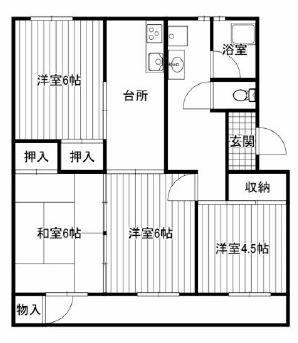 年ヶ森ハイツ(4DK/3階)の間取り写真