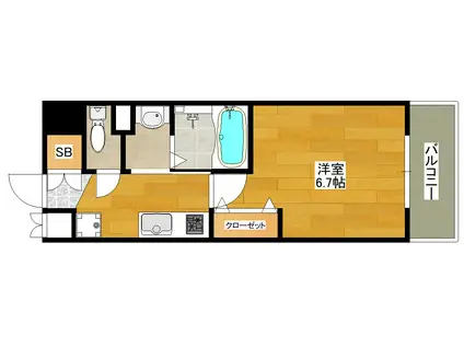 LUXE三国駅前(1K/4階)の間取り写真