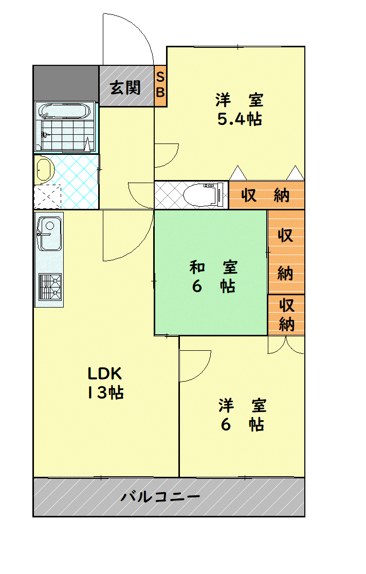 テレス ハラ(3LDK/5階)の間取り写真
