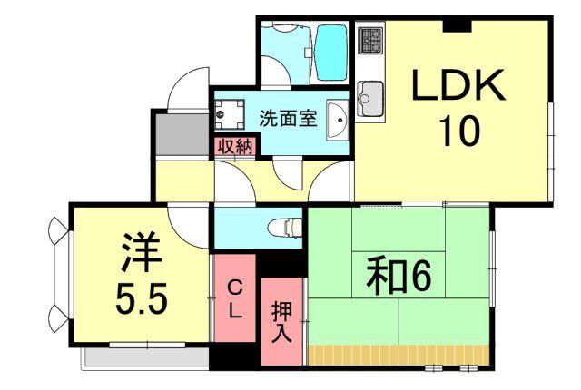 ハイム篠(2LDK/2階)の間取り写真