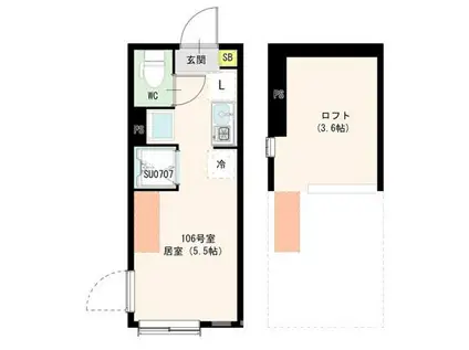 HARUMI上高井戸(ワンルーム/1階)の間取り写真