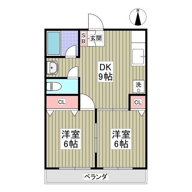 西亀有エコハイツ(2DK/1階)の間取り写真