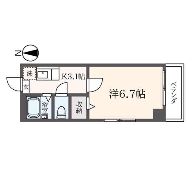 ベルナス上大岡(1K/2階)の間取り写真