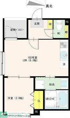 HALEA八田(1LDK/1階)の間取り写真