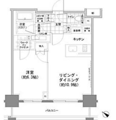 パークハビオ人形町(1LDK/2階)の間取り写真