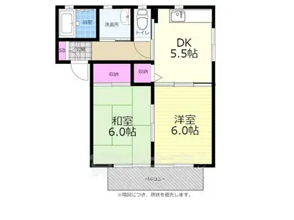 リリアン山根(2DK/1階)の間取り写真