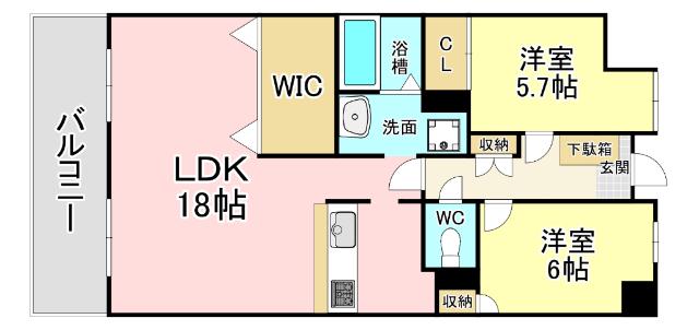 デザイナープリンセスKY(2LDK/6階)の間取り写真