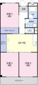 ファミリーハウス北之門(3DK/3階)の間取り写真