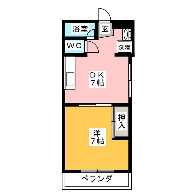 秋元ビル(1DK/2階)の間取り写真
