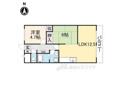 PINE BLOOMU 生駒(2LDK/2階)の間取り写真