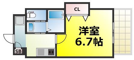 LUXEドーム前II(1K/8階)の間取り写真