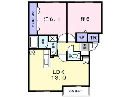 フランミルトマンションB(2LDK/2階)の間取り写真