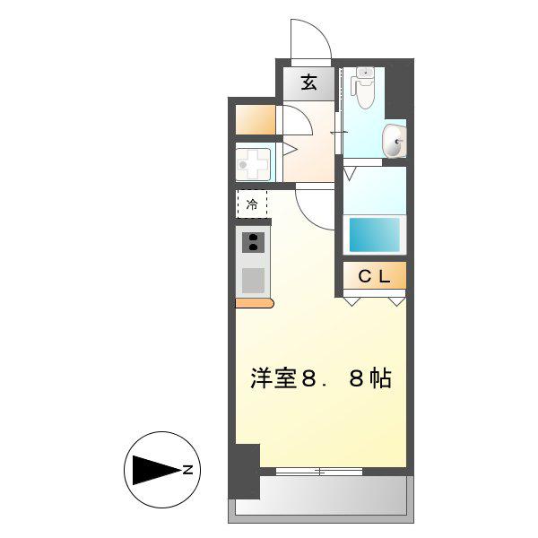GLANZ(ワンルーム/9階)の間取り写真