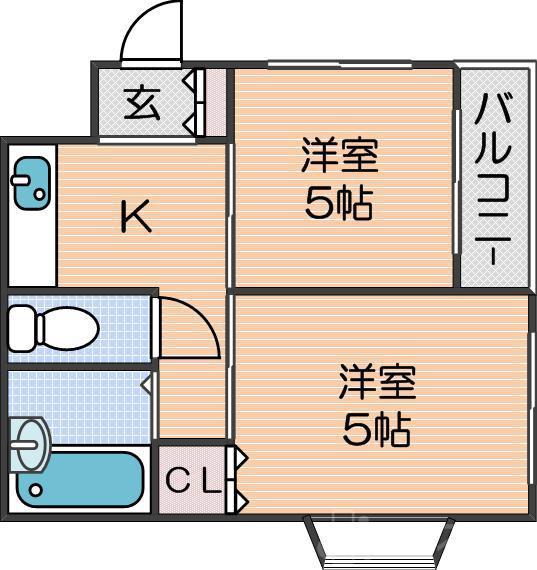 フレンドハイツ(2K/6階)の間取り写真