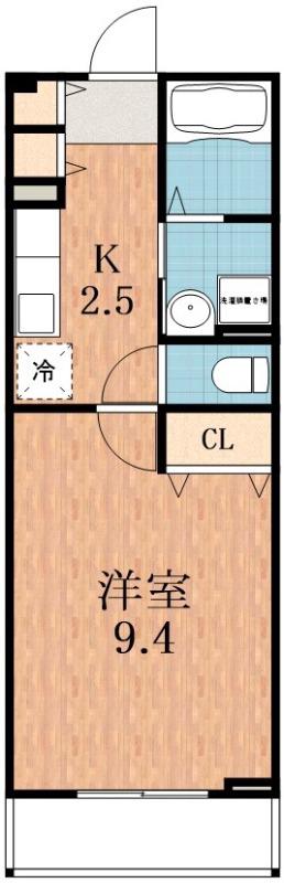ウィステリア I(1K/1階)の間取り写真