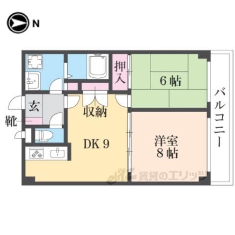 グリーンヴィレッジ吉田(2DK/2階)の間取り写真