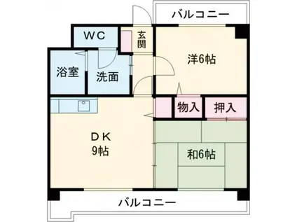 ファースト・トゥイッグ女池(2DK/3階)の間取り写真