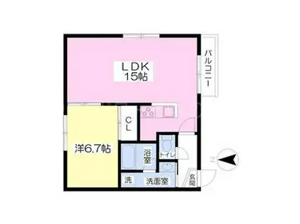 地下鉄南北線 平岸駅(札幌市営) 徒歩7分 4階建 築13年(1LDK/3階)の間取り写真