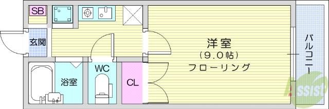ワイレアヒルズ(1K/3階)の間取り写真