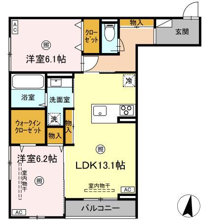 D-ROOM柏木二丁目(2LDK/2階)の間取り写真