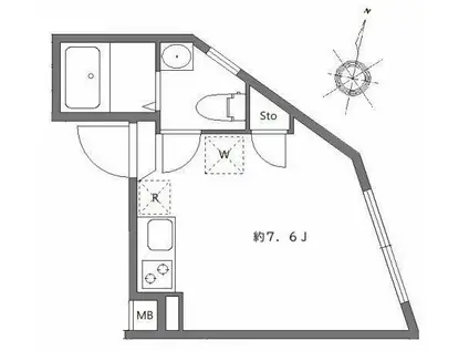 ライクフォール氷川台(ワンルーム/3階)の間取り写真