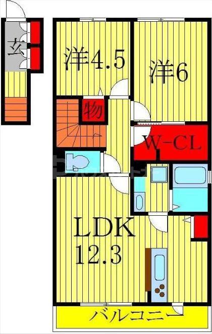 ブリエ II(2LDK/2階)の間取り写真