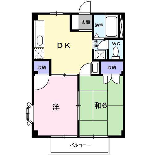ハイムあすなろ C棟(2DK/2階)の間取り写真