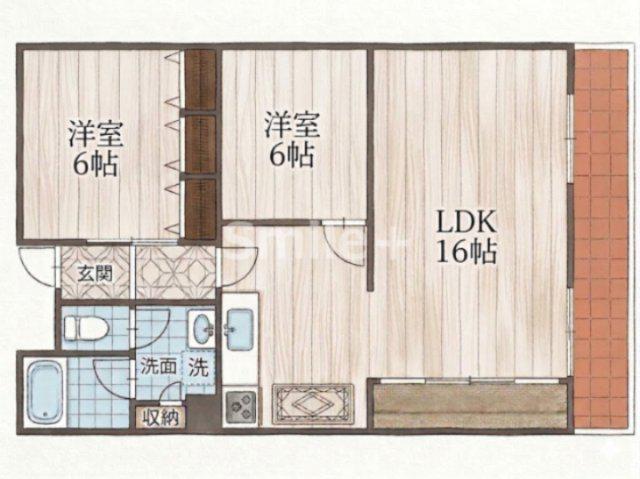 インペリアルハイツ今(2LDK/4階)の間取り写真