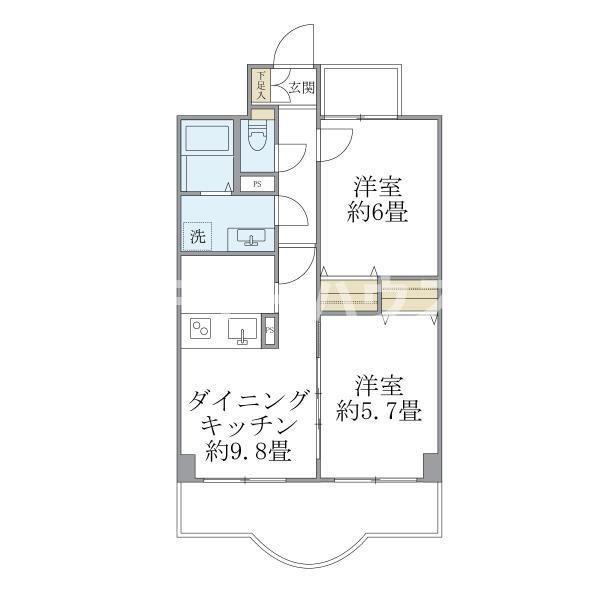 西船橋スクエアガーデン(2DK/7階)の間取り写真