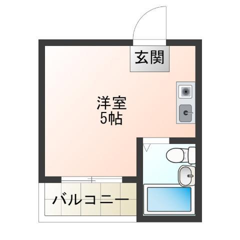 シャトー第2花園(ワンルーム/6階)の間取り写真