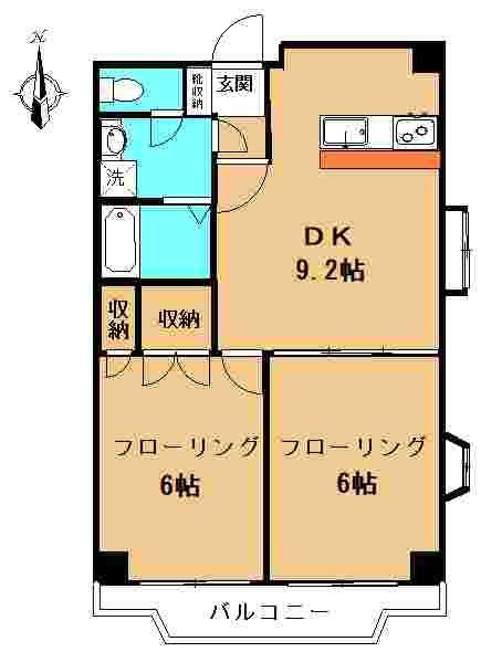 OAKVALLEY-オークヴァレー-(2DK/2階)の間取り写真