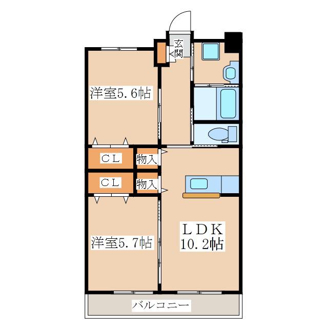 志布志中央マンション(2LDK/3階)の間取り写真