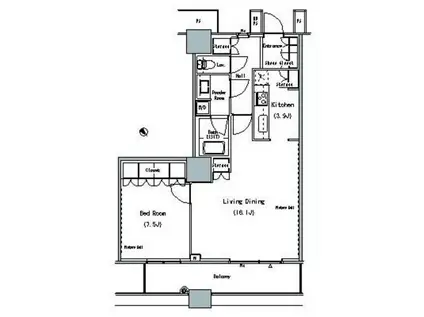 ザ 東京タワーズ ミッドタワー(1LDK/13階)の間取り写真