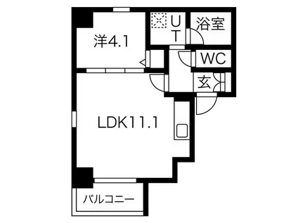 ベルルージュ名駅西(1LDK/4階)の間取り写真
