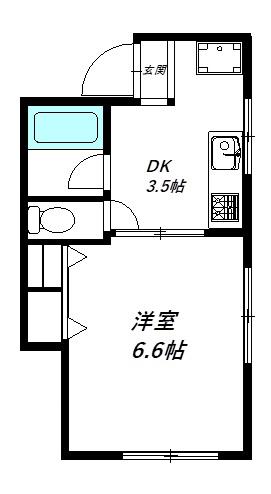 エコロジーテラス南太田(1DK/2階)の間取り写真