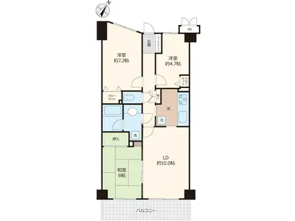 パルコート浦和(3LDK/3階)の間取り写真