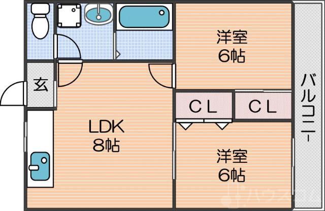 マンションマウンテン御崎(2LDK/2階)の間取り写真