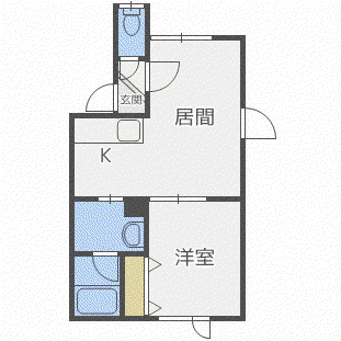 クオーレ栄町(1LDK/2階)の間取り写真
