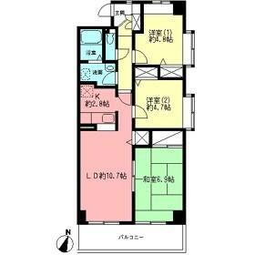 ラルカンシェル(3LDK/1階)の間取り写真