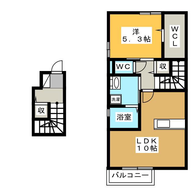 クレイドル那加 B棟(1LDK/2階)の間取り写真