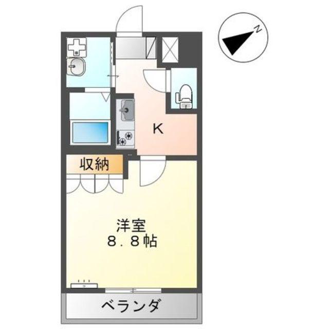 中宿ベース(1K/2階)の間取り写真