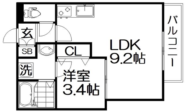 RETERASU光善寺(1LDK/1階)の間取り写真