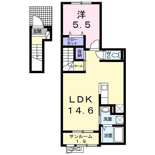 ベルフォーレ城山II(1LDK/2階)の間取り写真
